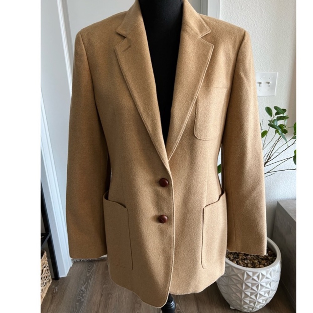 LAUREN Ralph Lauren Vintage 100% Camel Hair Classic Blazer Suit Jacket